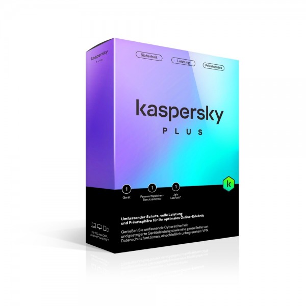 Kaspersky Plus 2024, 1 Gerät, 1 Jahr, InternetSecurity, Deutsch, Code in a BOX