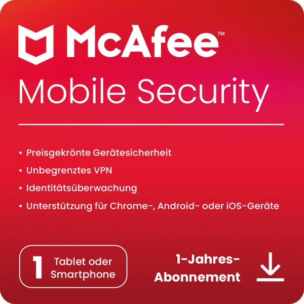 McAfee Mobile Security Plus VPN 2024 1Gerät (Android or iOS)1Jahr,Download