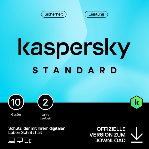 Kaspersky Standard Anti-Virus 2024, 10 Geräte, 2 Jahre, Deutsch, KEY, Download