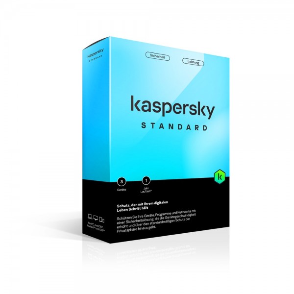 Kaspersky Standard 2024 3 Geräte 1 Jahr Antivirus InternetSecurity Code in a BOX