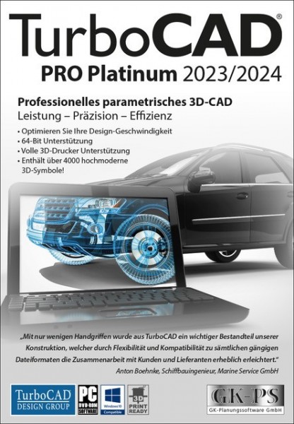 TurboCAD PRO Platinum 2023/2024, 1 PC, Dauerlizenz, Windows, Download