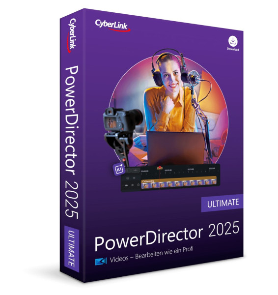 Cyberlink PowerDirector 2025 Ultimate, Windows 11/10, Dauerlizenz, Code in a Box