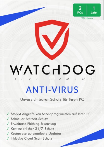 Watchdog Anti-Virus, 3 PC, 1 Jahr, Vollversion, Deutsch, Digitaler Download