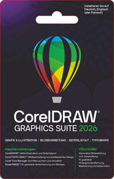CorelDRAW Graphics Suite 2026 inkl KI Dauerlizenz Win10/11Mac Card per DHL