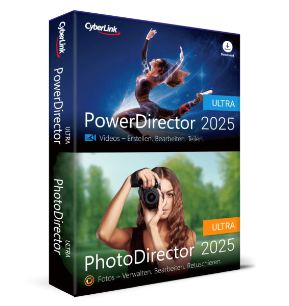 Cyberlink DUO PowerDirector2025 Ultra &amp; PhotoDirector2025 Ultra Dauerliz Code in a Box