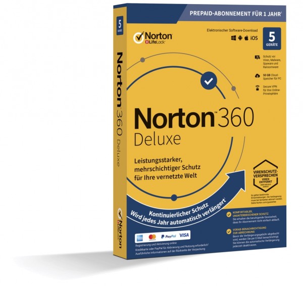 NORTON 360 DELUXE 2019 (Internet Security) 5-Geräte / 1-Jahr ABO inkl.50GB BOX