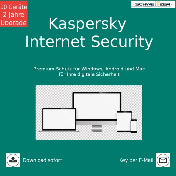Kaspersky Internet Security (gültig für 2023/2024) *10-Geräte / 2-Jahre* Upgrade, Download