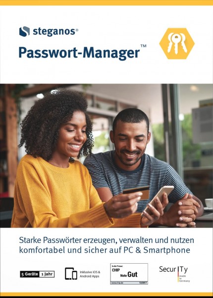 Steganos Passwort-Manager 2024, 5 Geräte, 1 Jahr, Win11/10, Android, iOS, Download