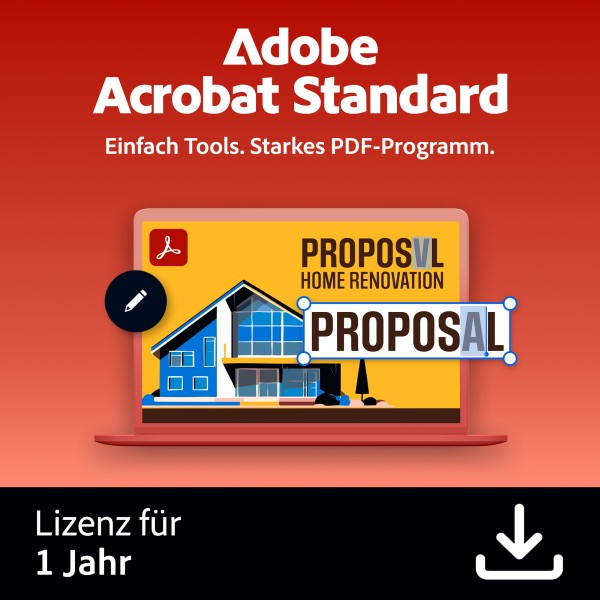 Adobe Acrobat Standard, 1 User 1Gerät Windows od. Mac,1 Jahr, Digitaler Download