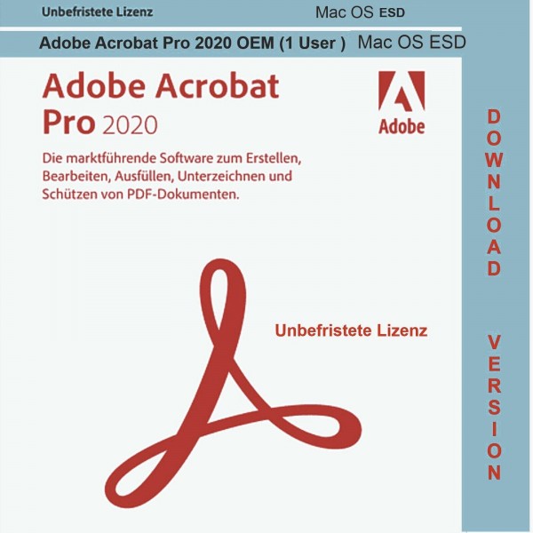 Adobe Acrobat PRO 2020 OEM, Download, Mac, zeitlich unbegrenzte Version