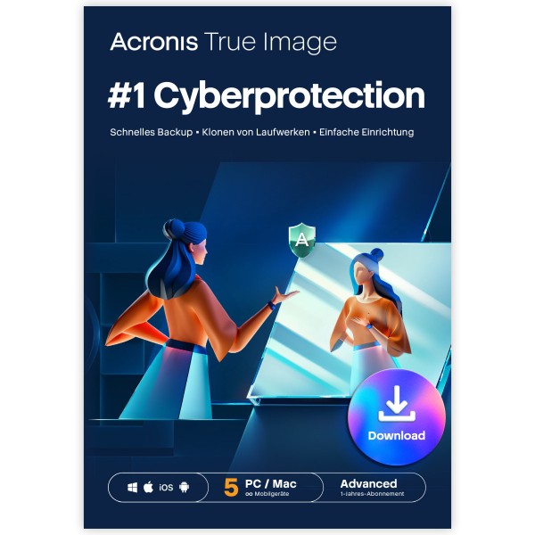 Acronis True Image Advanced 2026 +50GB Cloud 5Geräte 1Jahr Digitaler Download DE