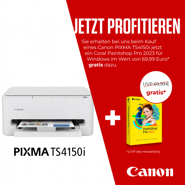 Canon PIXMA TS4150i A4 Farb-Multifunktionsdrucker 3 in 1 inkl. PaintShopPro 2023