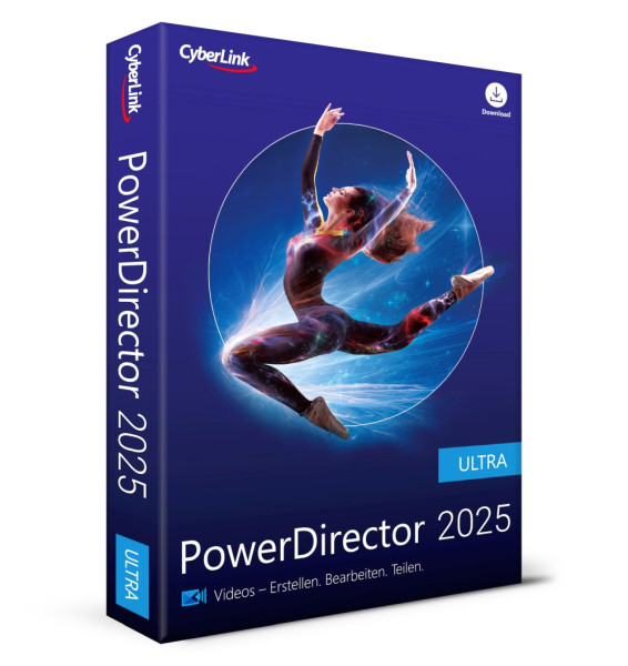 Cyberlink PowerDirector 2025 Ultra, Windows 11/10, Dauerlizenz, Code in a Box