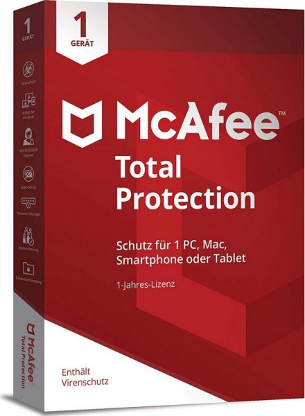 McAfee Total Protection (2023/2024), 1 Gerät 1 Jahr, Code in a Box