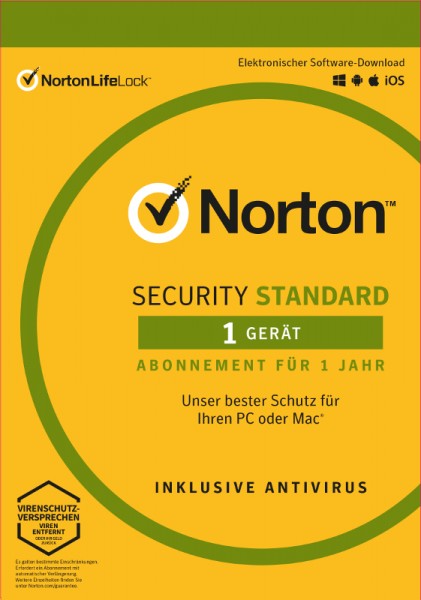 NORTON SECURITY Standard 3.0 2024, 1 Gerät, Kontinuierlicher Schutz, Download