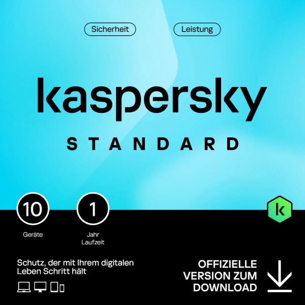 Kaspersky Standard Anti-Virus 2024, 10 Geräte, 1 Jahr, Deutsch, KEY, Download