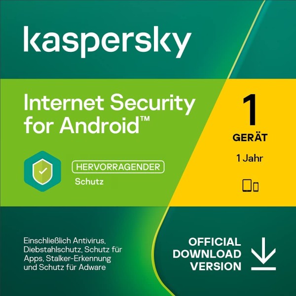 Kaspersky Internet Security für Android 3 Geräte 1 Jahr -auch als Verlängerung