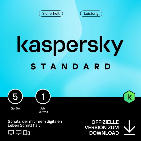 Kaspersky Standard Anti-Virus 2024, 5 Geräte, 1 Jahr, Deutsch, KEY, Download