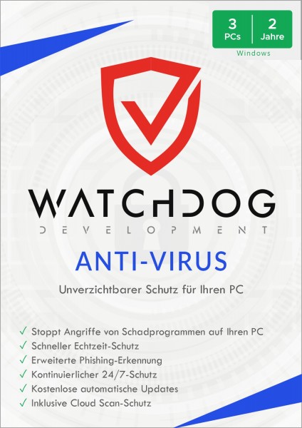 Watchdog Anti-Virus, 3 PC, 2 Jahre, Vollversion, Deutsch, Digitaler Download