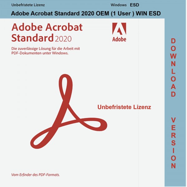 Adobe Acrobat Standard 2020 OEM Download zeitlich unbegrenzte VersionDauerlizenz