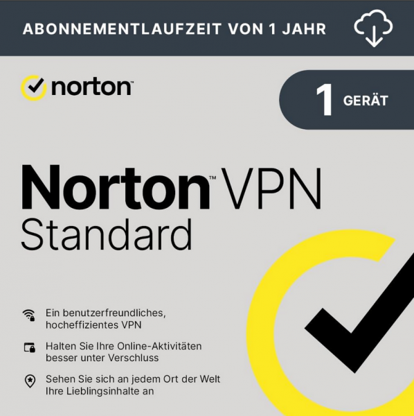 Norton VPN Standard, 1 Jahr 1 Gerät, Kein Abo, Digitaler Download