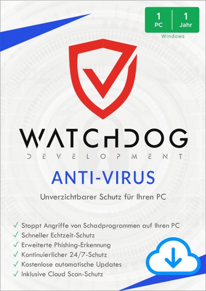 Watchdog Anti-Virus, 1 PC, 1 Jahr, Vollversion, Deutsch, Digitaler Download