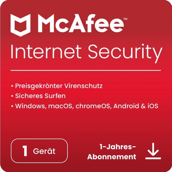 McAfee Internet Security, 1 Gerät 1 Jahr, 2024, Download