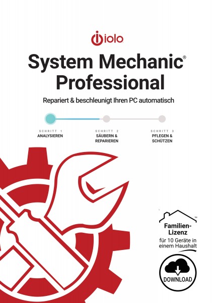 IOLO System Mechanic 2025 Professional, Famillienlizenz: 10 PC, 1 Jahr, Download