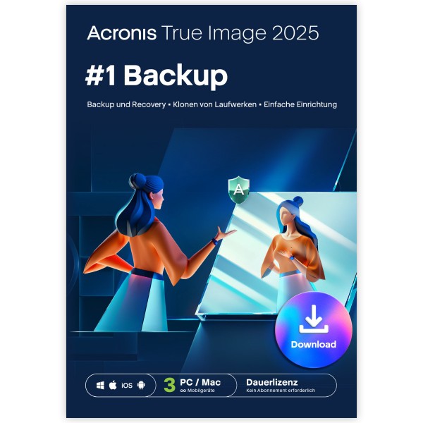 Acronis True Image 2025, 3 Geräte PC/Mac, DAUERLIZENZ, Digitaler Download, DE