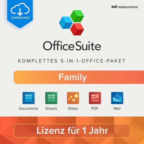 MobiOffice Suite FamilyEdition 6User, (je 1 PCund 2Mobilgeräte) 1Jahr, DOWNLOAD