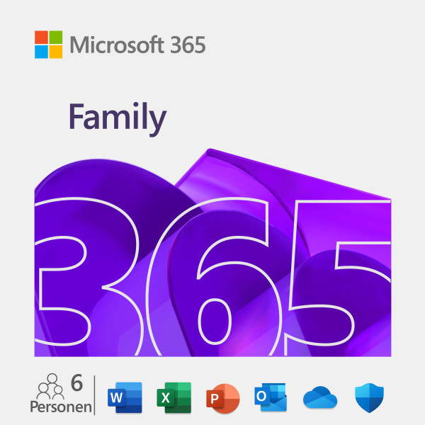 Microsoft Office 365 Family, 6 Personen, 1 Jahr, je 5 Geräte Digitaler Download