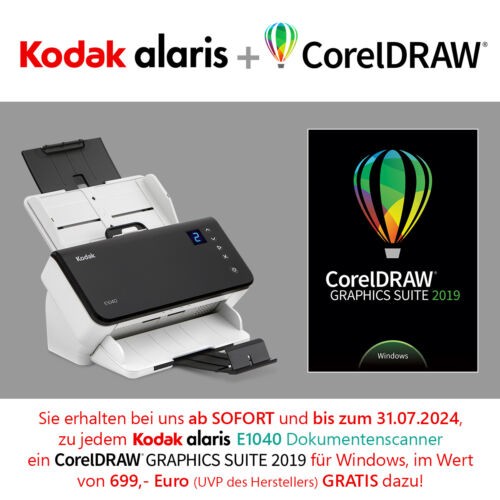 KODAK Alaris E1040 Do­ku­men­ten­scan­ner inkl. CorelDRAW Graphics Suite 2019