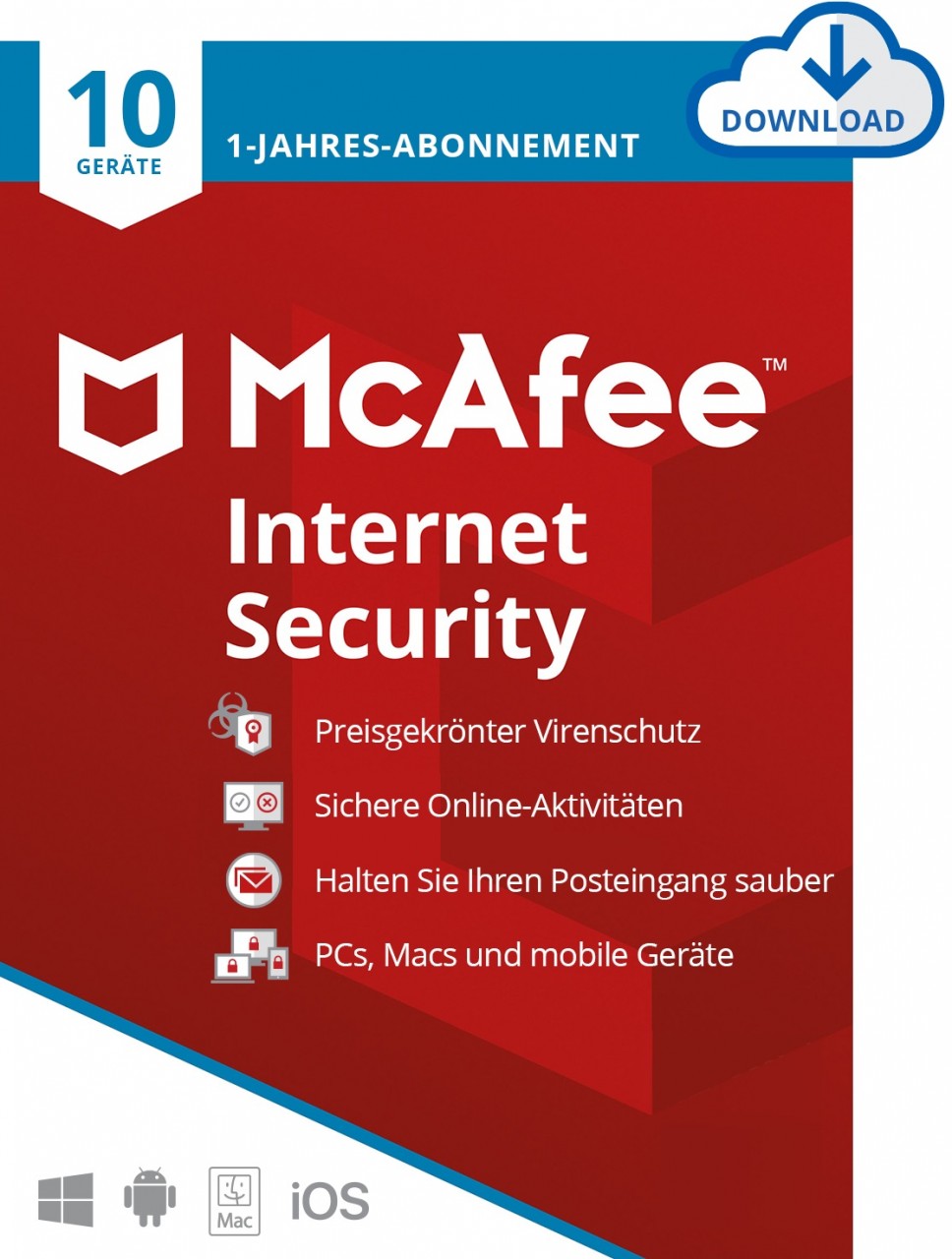 McAfee Internet Security 2023 10 Geräte, 1 Jahr, Download