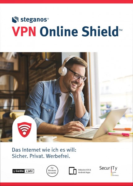 Steganos Online Shield VPN 2024, 5 Geräte, 1 Jahr, Download