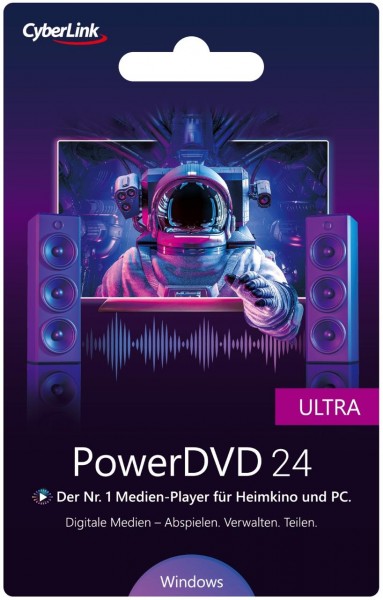 Cyberlink PowerDVD 24, Ultra, Dauerlizenz, Windows 11/10, Card per DHL