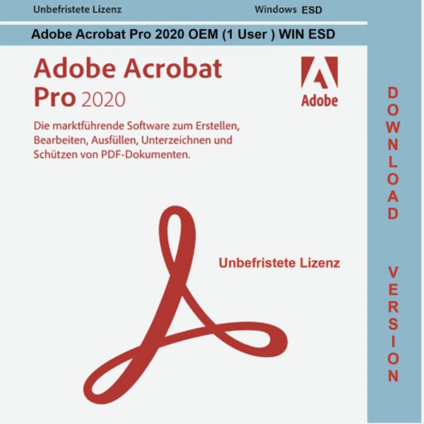 Adobe Acrobat PRO 2020 OEM, Download, Windows, zeitlich unbegrenzte Version