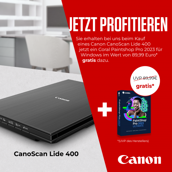 Canon CanoScan Lide 400 A4-Flachbettscanner USB schwarz + Corel PaintShopProUlti