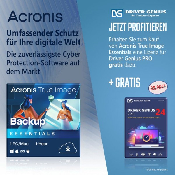 Acronis True Image Essentials 2026 1PC 1Jahr + Driver Genius 3PC 1Jahr Download