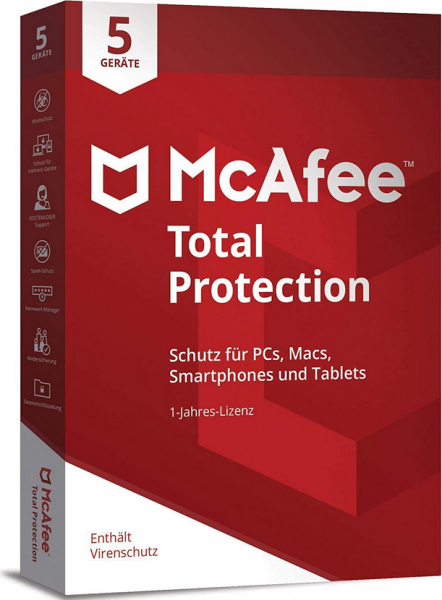 McAfee Total Protection, 5 Geräte 1 Jahr, Code in a Box