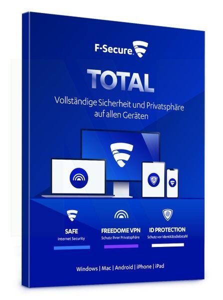 F-Secure Total Security 2024 inkl. VPN, Deutsch, 5 Geräte, 2 Jahre, Download