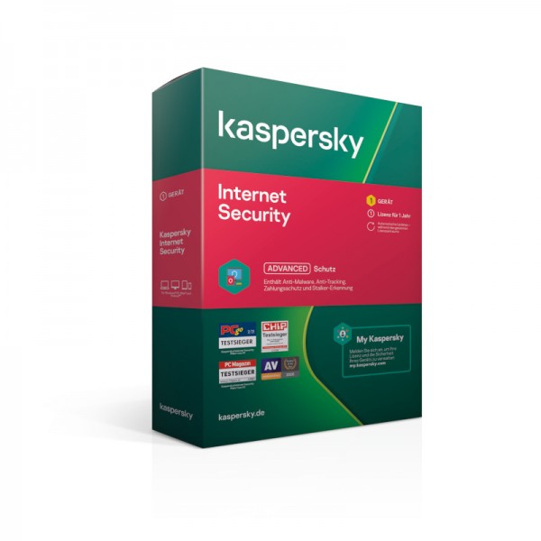 Kaspersky Internet Security 1 Gerät 1 Jahr + 1 Mobile 1 Jahr Code in a Box